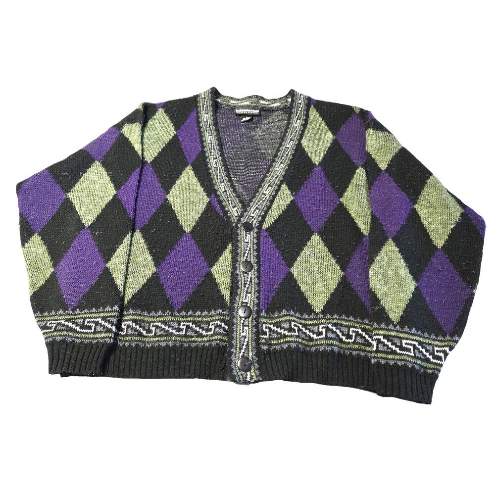Expressions International Sz Large Diamond Pattern Knit Sweater